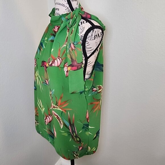 New York and Company Sweat Pea Floral Halter Blouse Size L - Picture 4 of 8